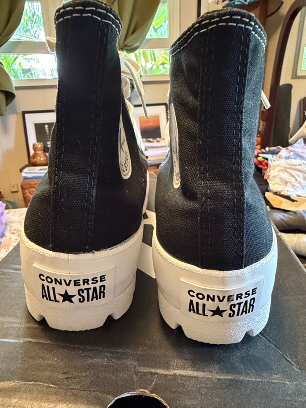 Converse Chuck All Star Lugged High Top Platform Sneakers in Black and White. - Picture 6 of 7